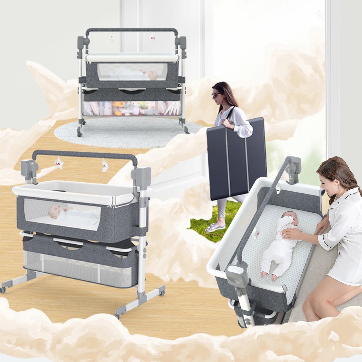 DreamRest Smart Bassinet - Electric Auto-Rocking Bedside Sleeper