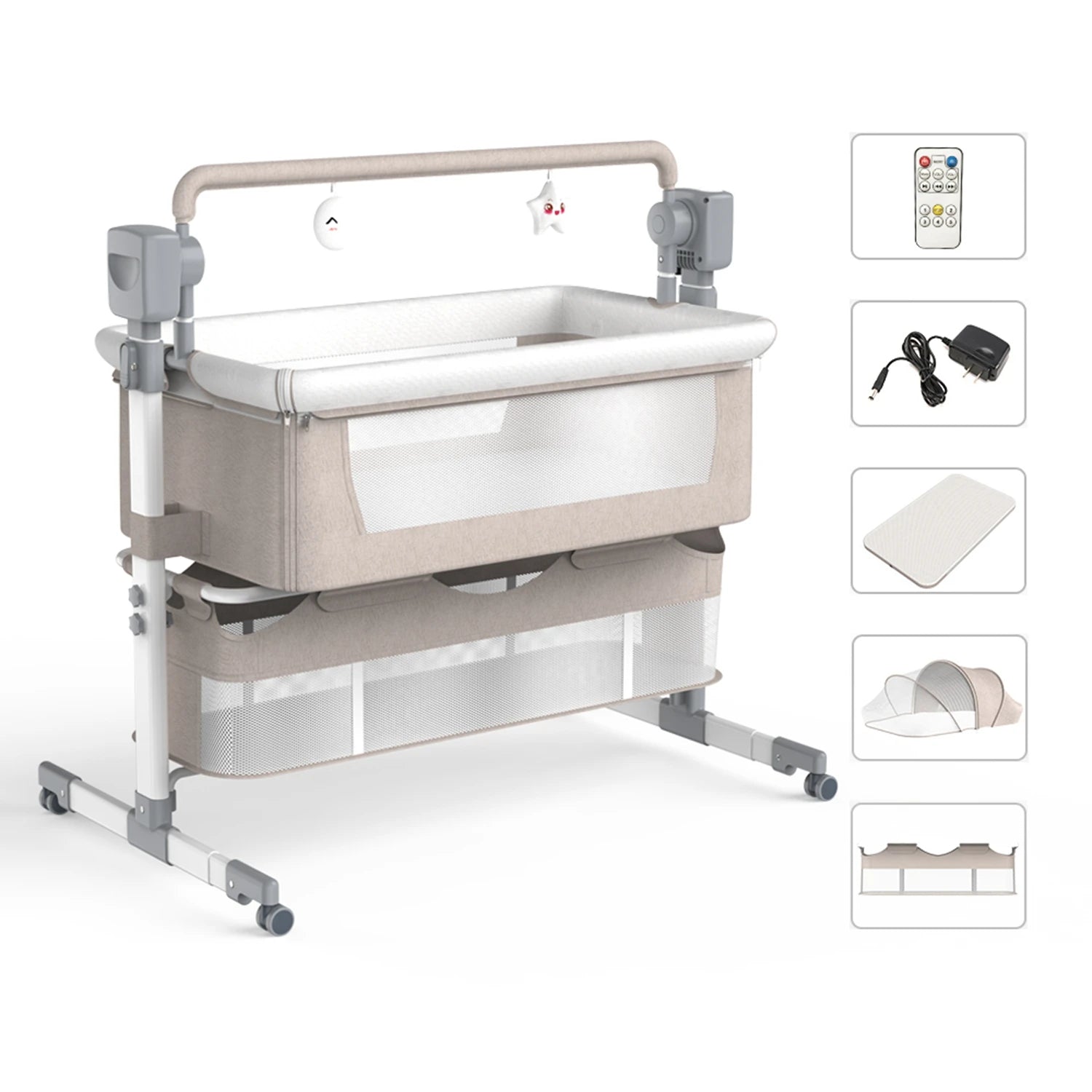 DreamRest Smart Bassinet - Electric Auto-Rocking Bedside Sleeper