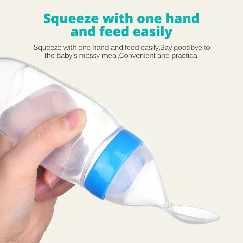 Safe Silicone Baby Feeding Bottle with Spoon