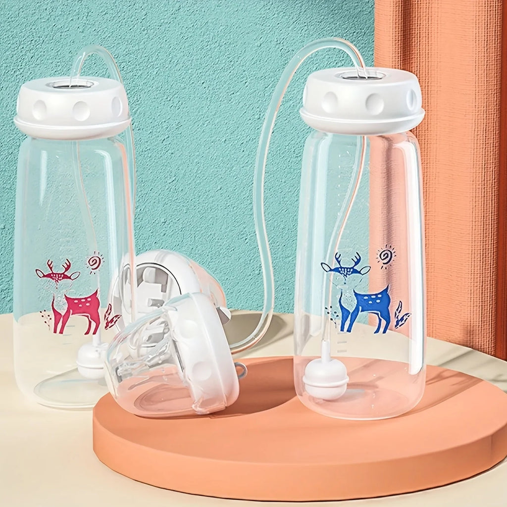 Hands-Free Baby Bottle with Straw - 8oz Anti-Colic Feeding Set