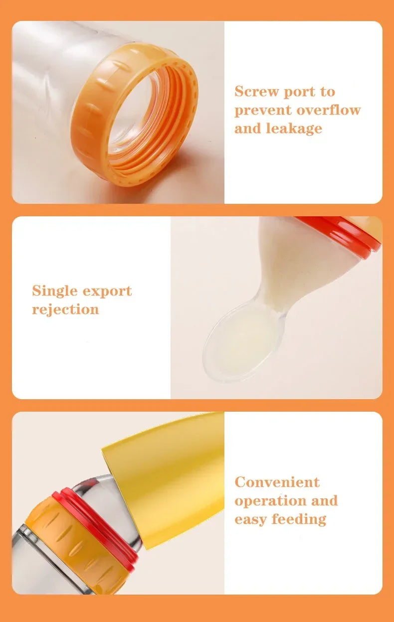 Safe Silicone Baby Feeding Bottle with Spoon