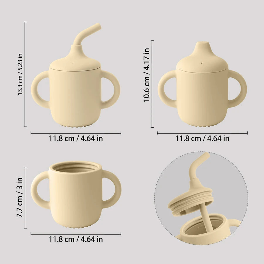 Silicone Sippy Cup + Straw Training Cup