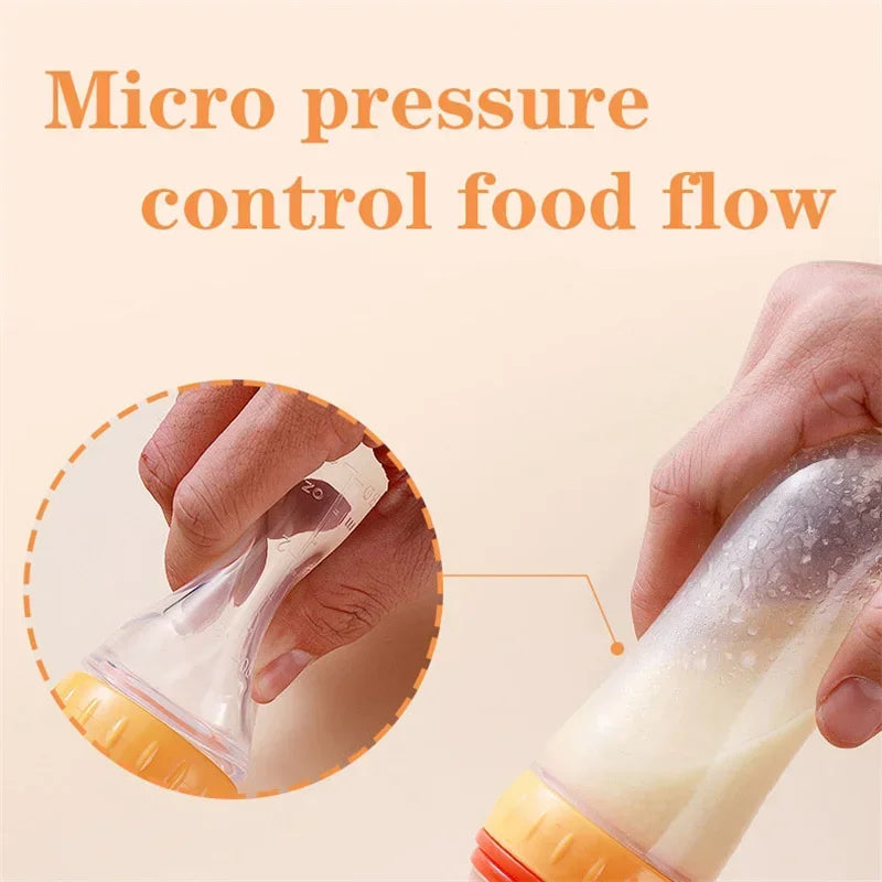 Safe Silicone Baby Feeding Bottle with Spoon