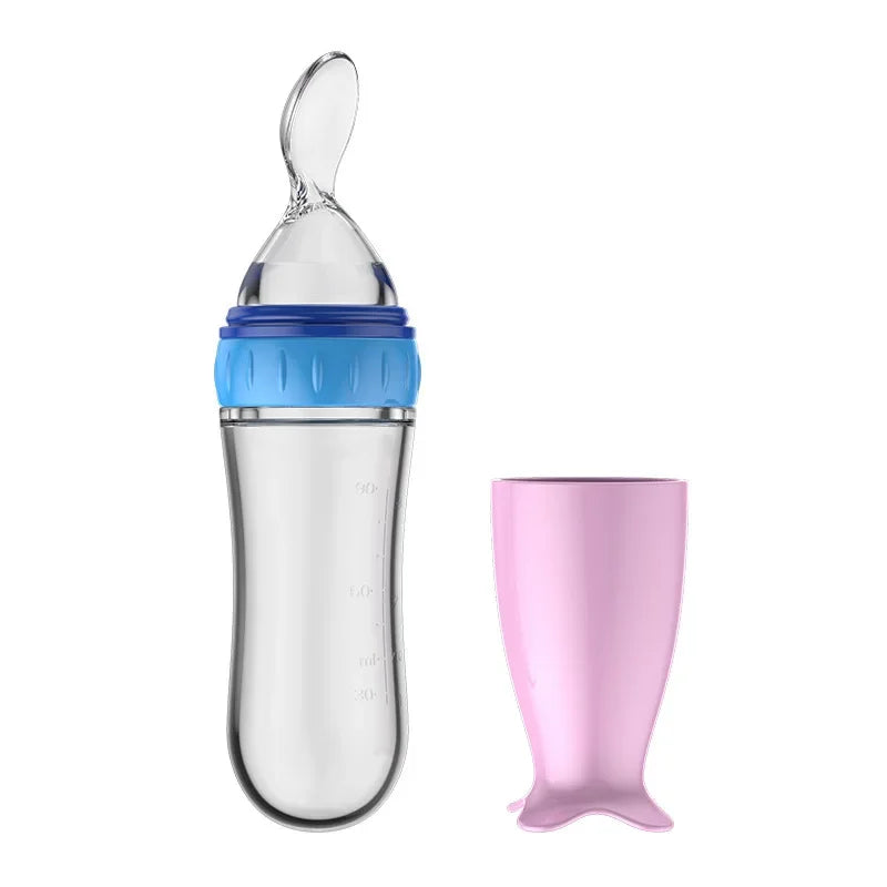Safe Silicone Baby Feeding Bottle with Spoon