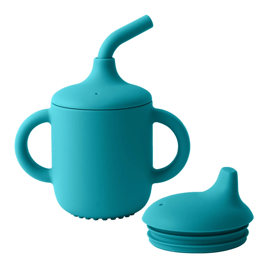 Silicone Sippy Cup + Straw Training Cup