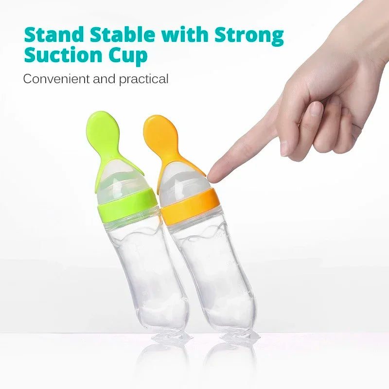 Safe Silicone Baby Feeding Bottle with Spoon
