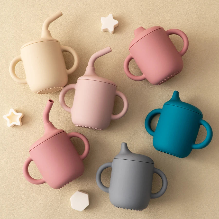 Silicone Sippy Cup + Straw Training Cup