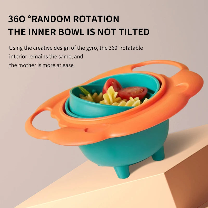 360° Rotating Gyro Bowl for Kids - Spill Proof