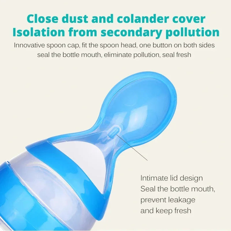 Safe Silicone Baby Feeding Bottle with Spoon