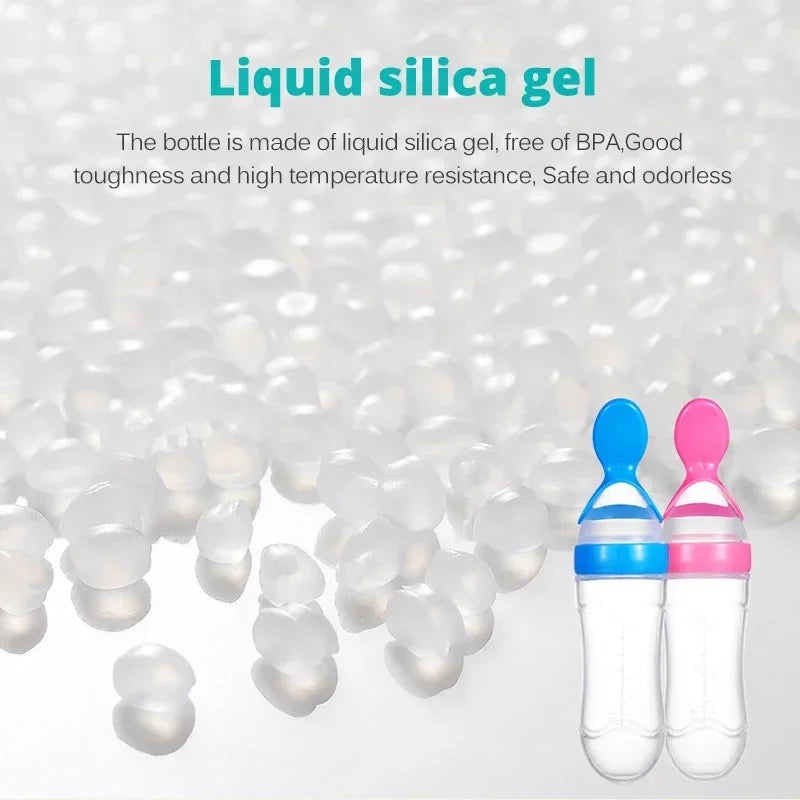 Safe Silicone Baby Feeding Bottle with Spoon