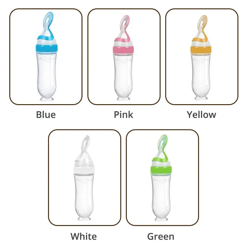 Safe Silicone Baby Feeding Bottle with Spoon