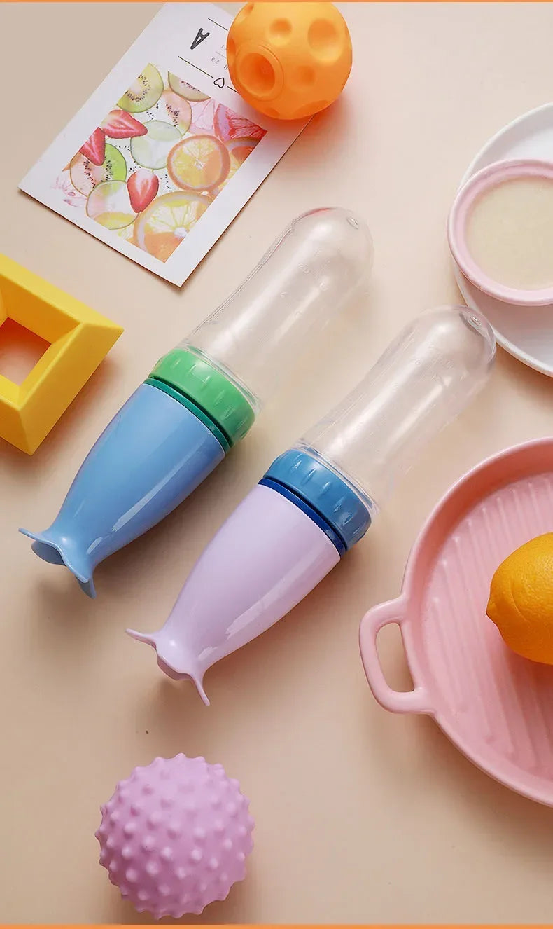 Safe Silicone Baby Feeding Bottle with Spoon