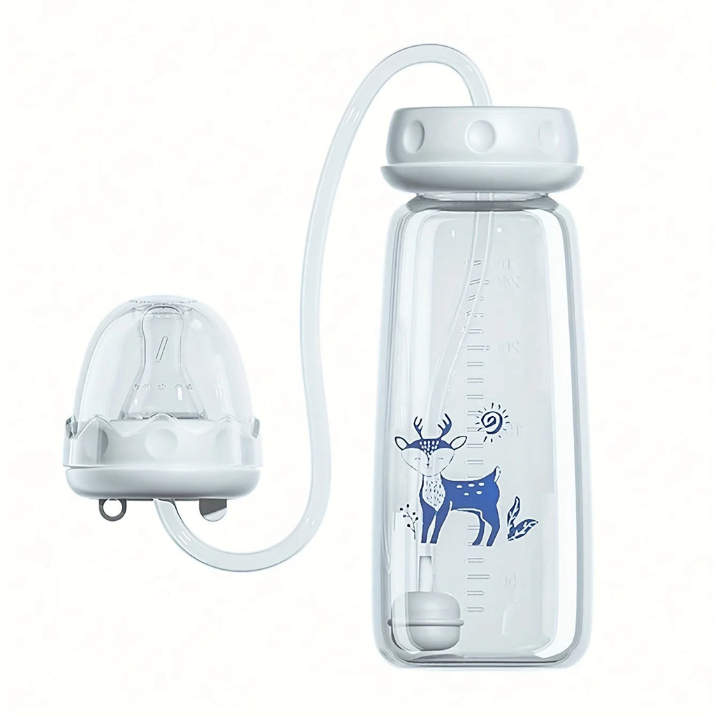 Hands-Free Baby Bottle with Straw - 8oz Anti-Colic Feeding Set