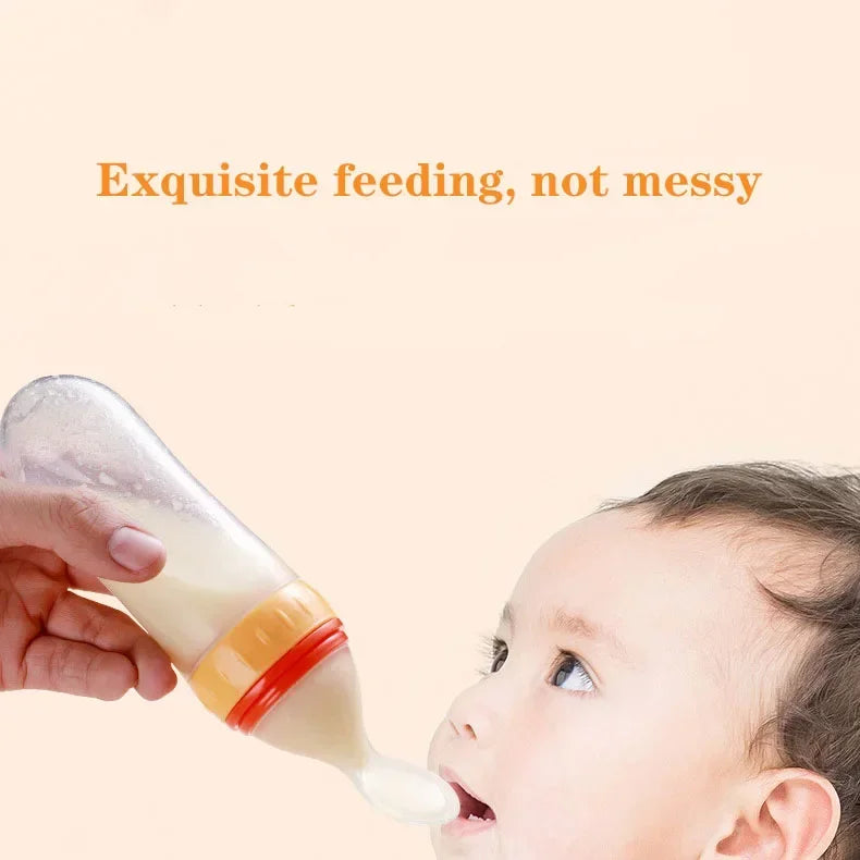 Safe Silicone Baby Feeding Bottle with Spoon