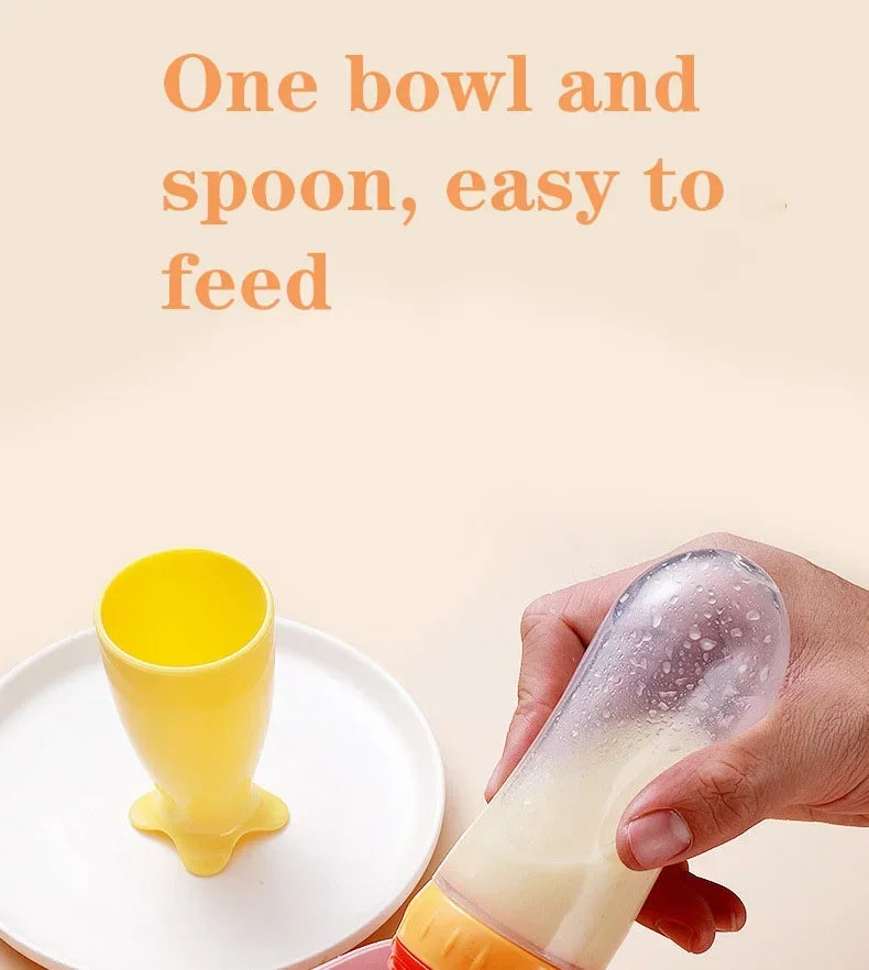 Safe Silicone Baby Feeding Bottle with Spoon