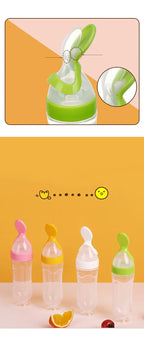 Safe Silicone Baby Feeding Bottle with Spoon