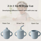 Silicone Sippy Cup + Straw Training Cup