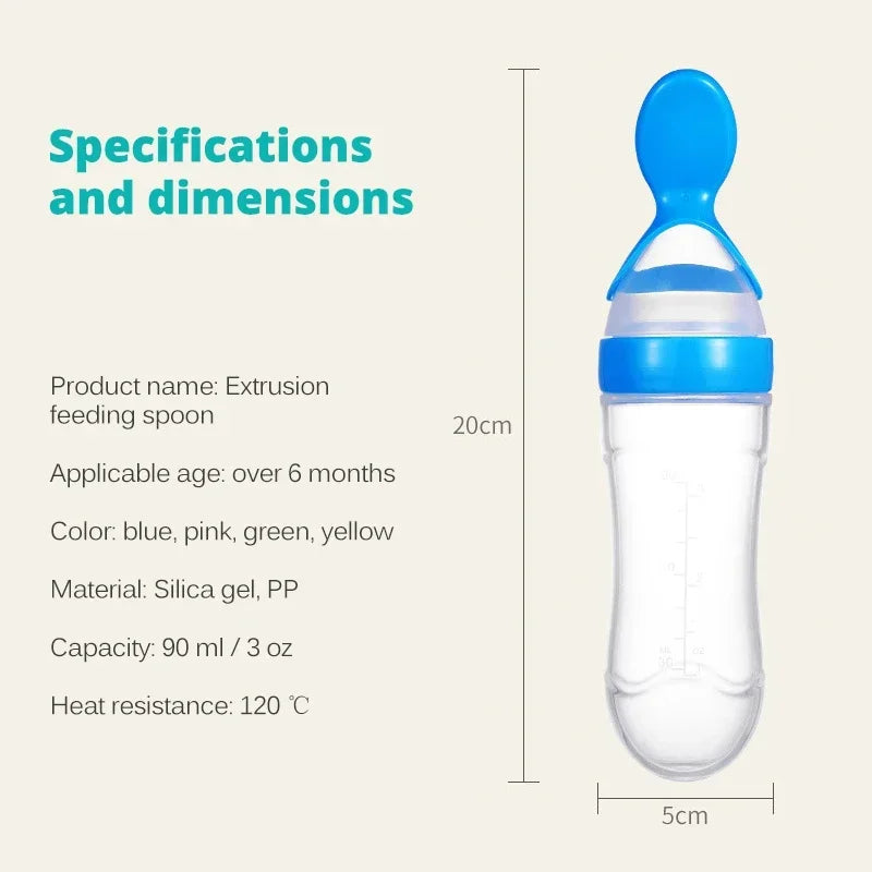 Safe Silicone Baby Feeding Bottle with Spoon