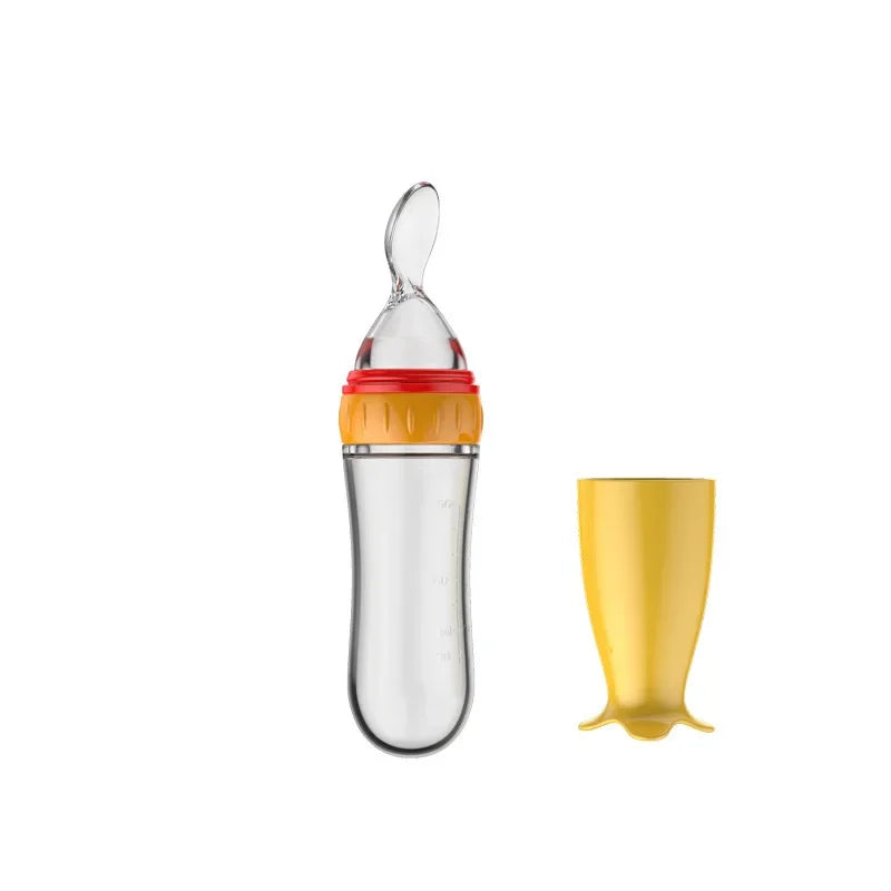 Safe Silicone Baby Feeding Bottle with Spoon