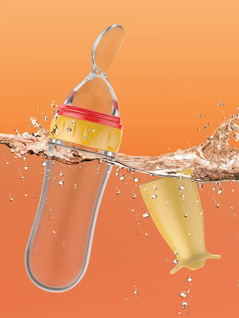 Safe Silicone Baby Feeding Bottle with Spoon