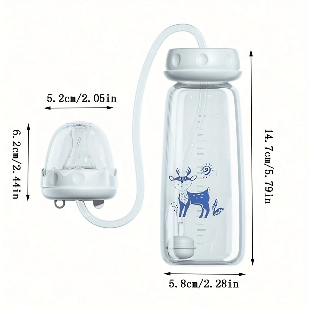Hands-Free Baby Bottle with Straw - 8oz Anti-Colic Feeding Set
