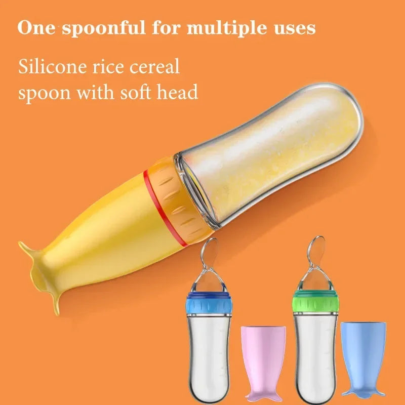 Safe Silicone Baby Feeding Bottle with Spoon
