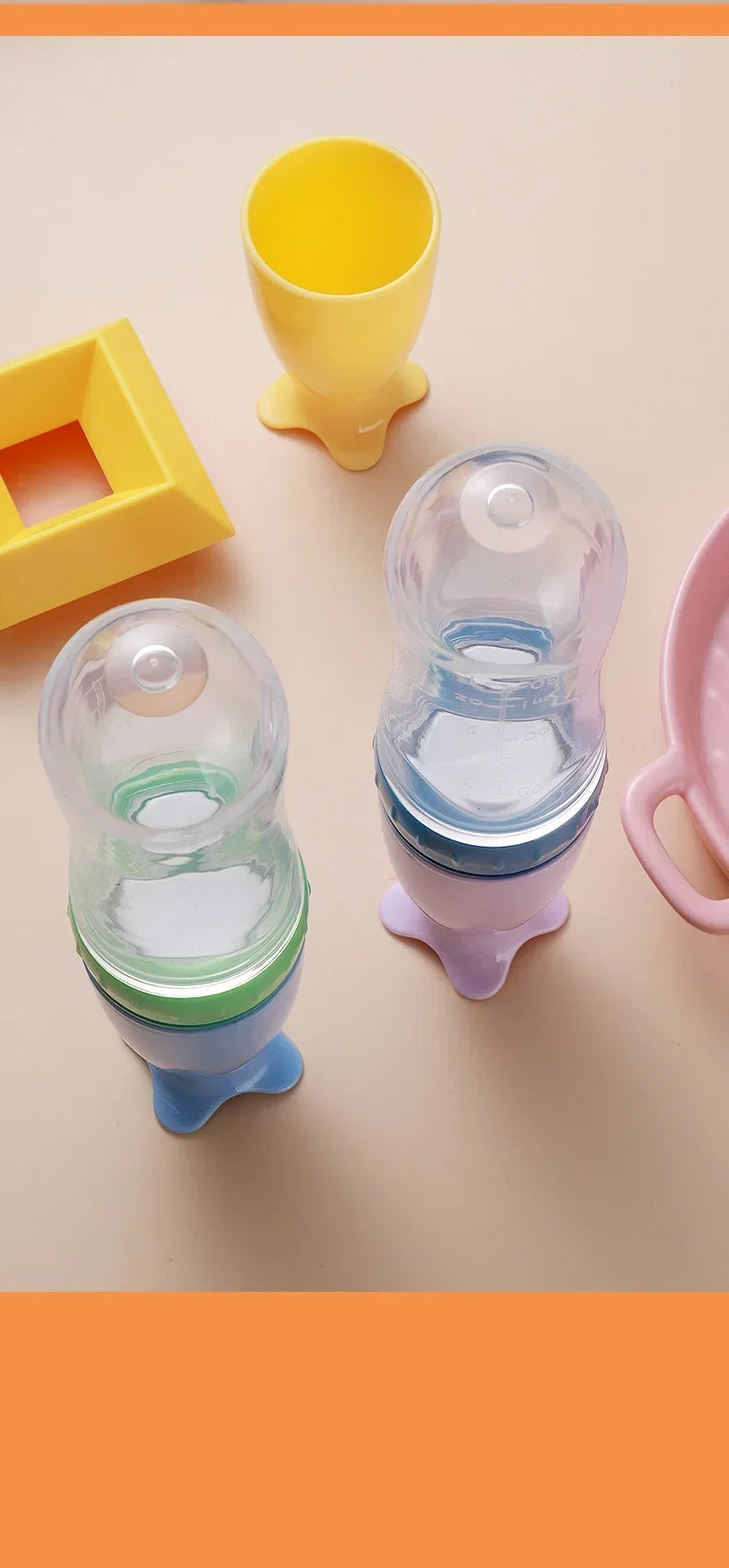 Safe Silicone Baby Feeding Bottle with Spoon