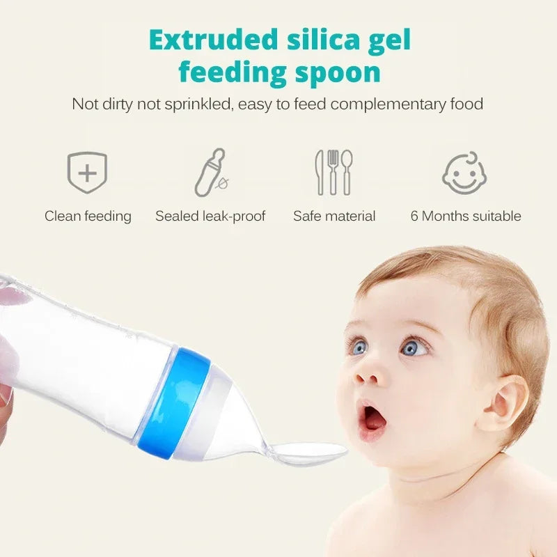Safe Silicone Baby Feeding Bottle with Spoon
