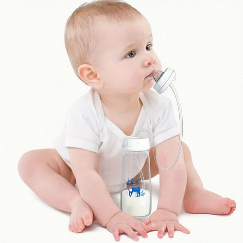 Hands-Free Baby Bottle with Straw - 8oz Anti-Colic Feeding Set