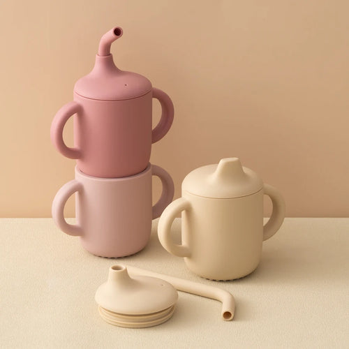Silicone Sippy Cup + Straw Training Cup